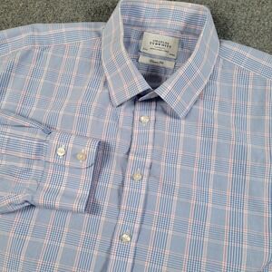 Charles Tyrwhitt Dress Shirt Mens 19 36/37 Blue Check Classic Fit Cotton
